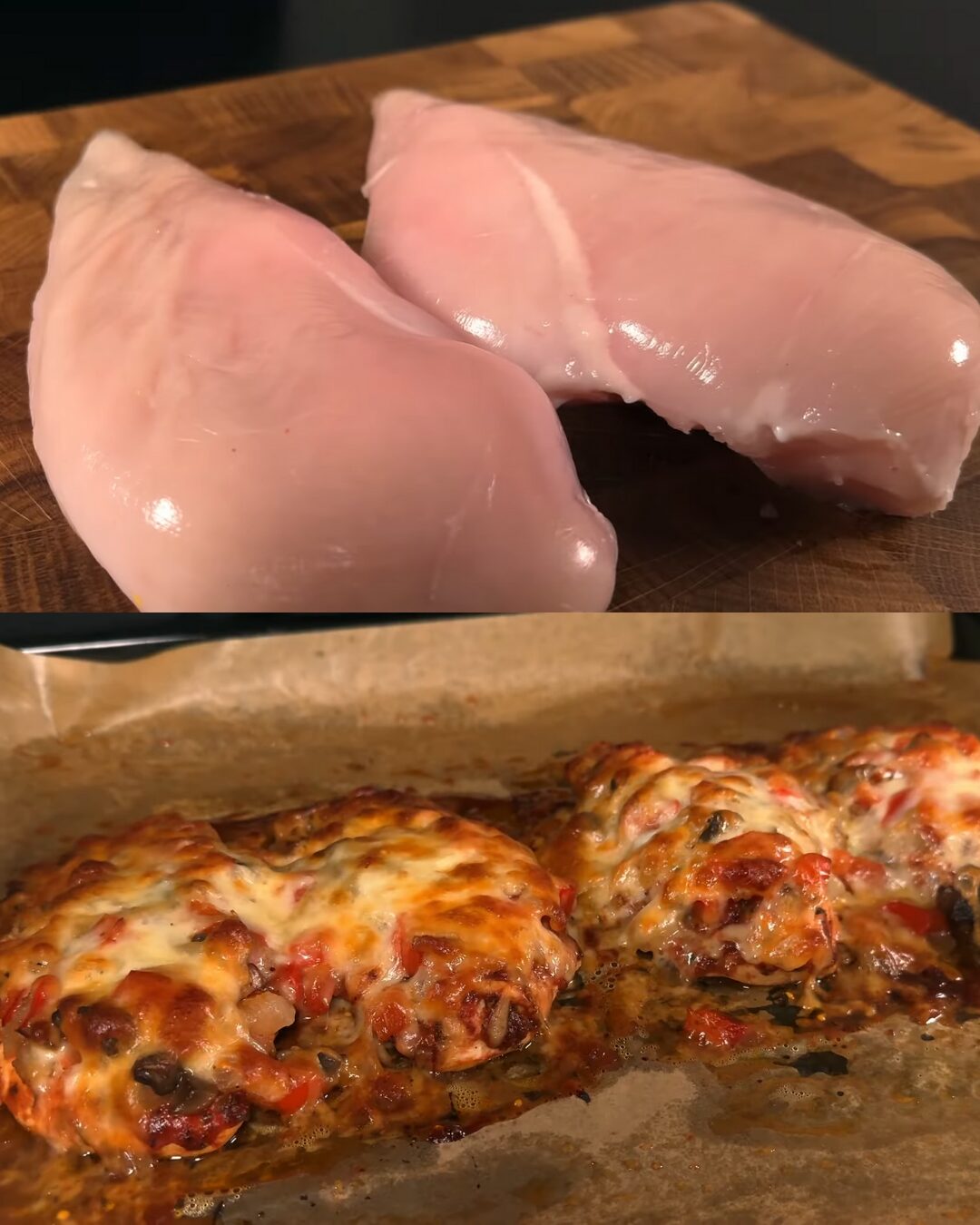 Baked Chicken with Creamy Veggie Medley and Mozzarella