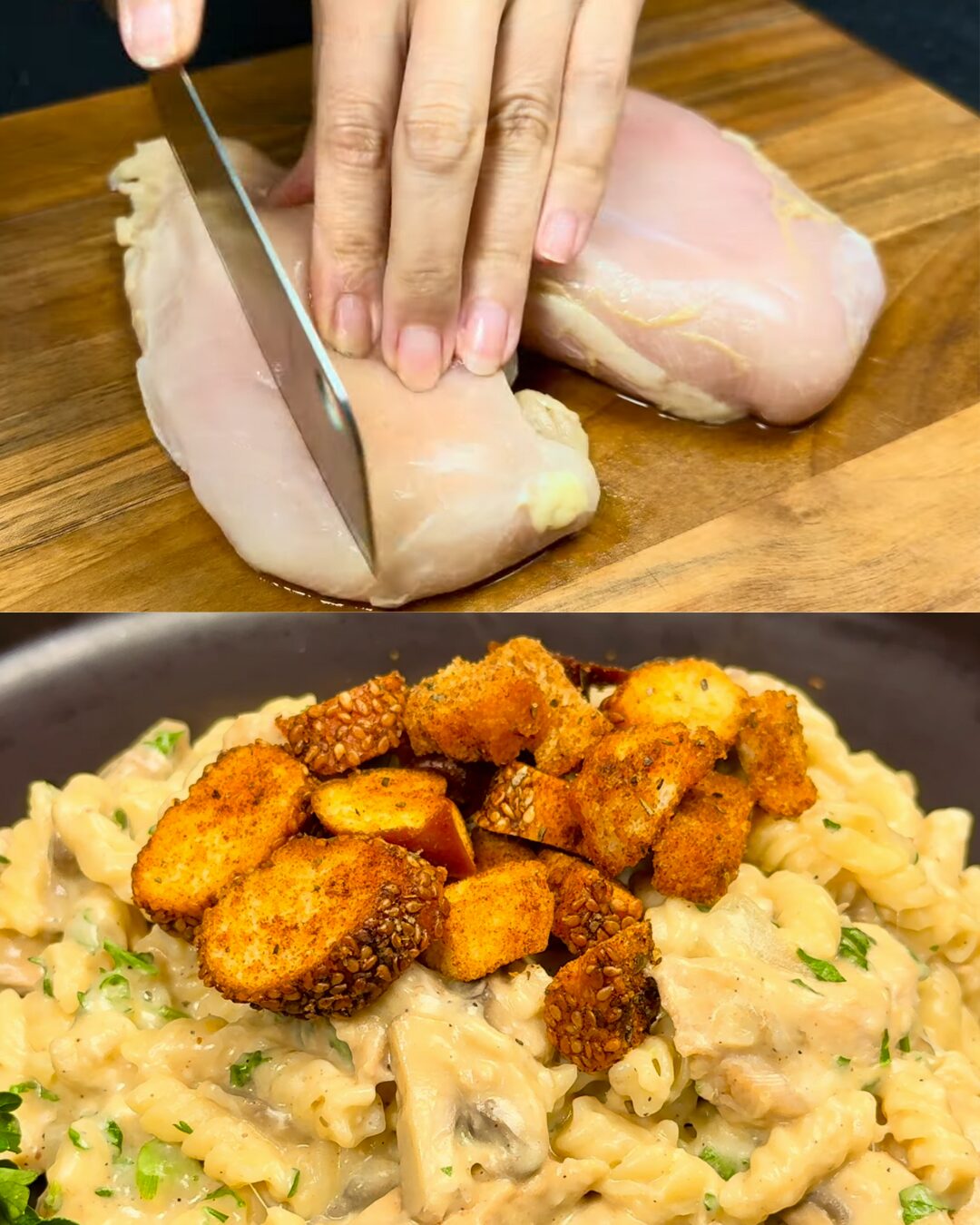 Creamy Chicken Mushroom Pasta with Lemon Zest and Mozzarella