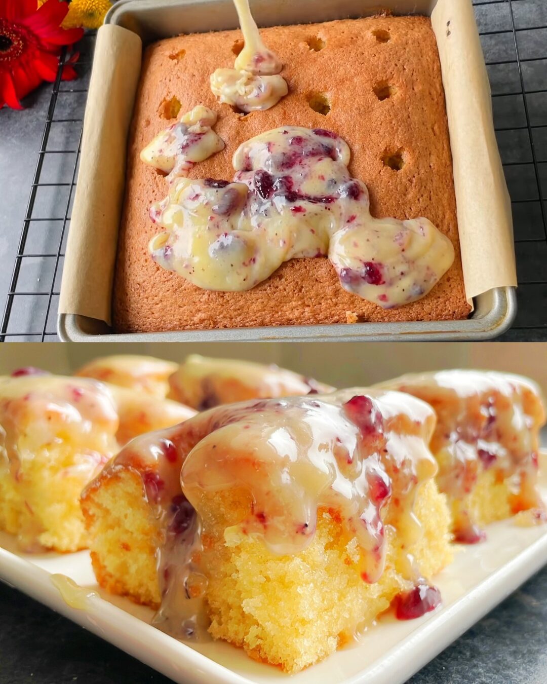 White Chocolate Coconut Poke Cake