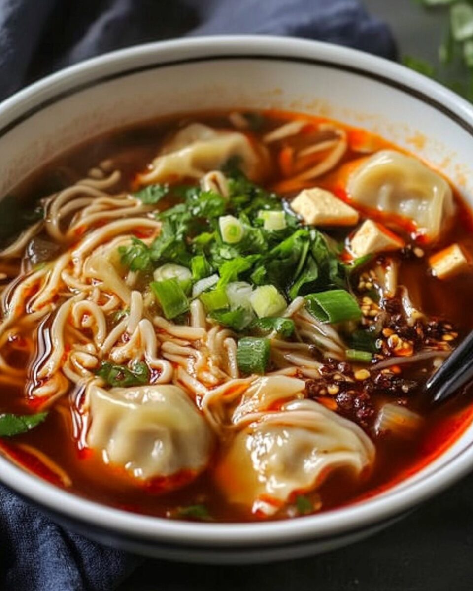 Hot and Sour Dumpling Noodle Soup