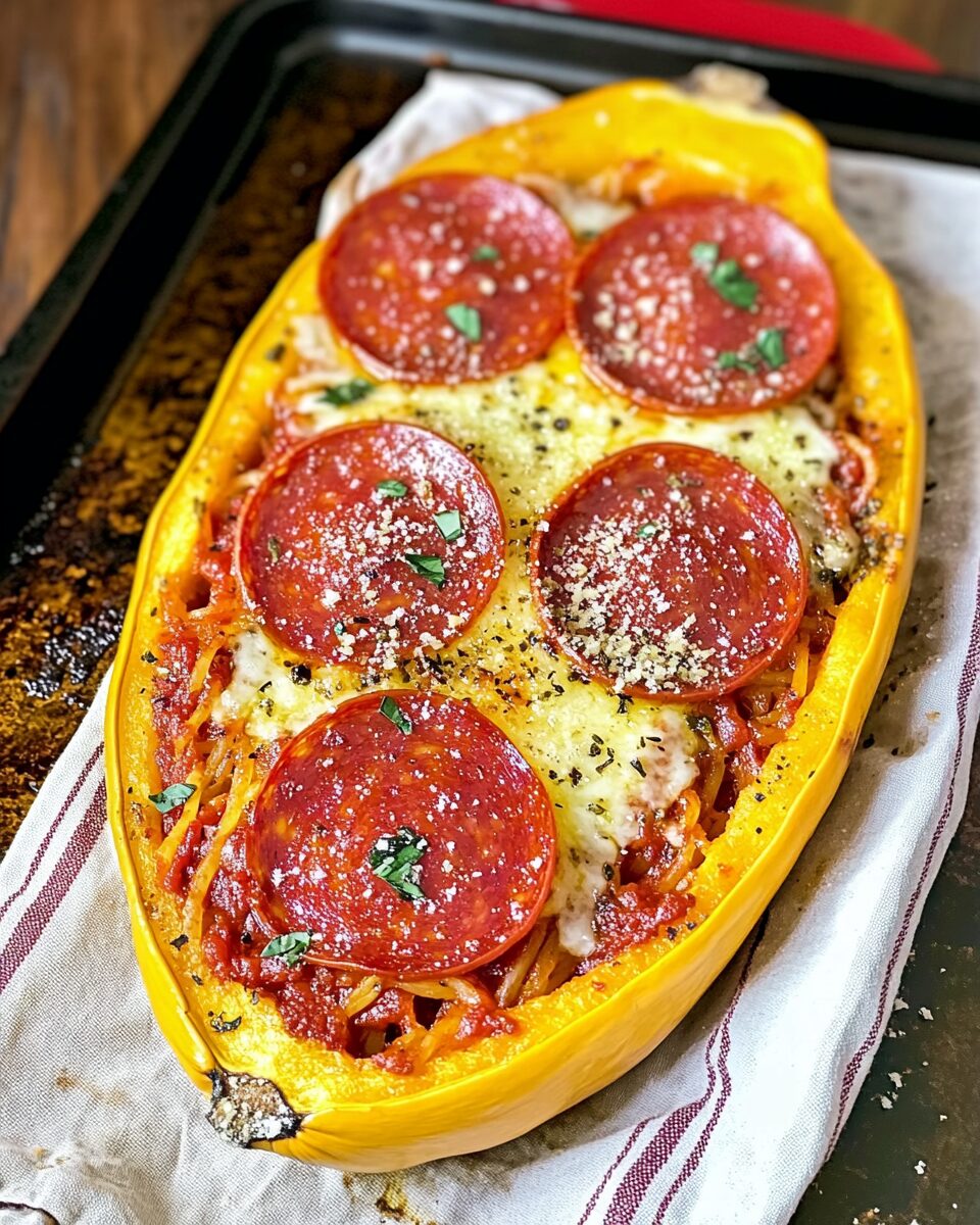 Pepperoni Pizza Spaghetti Squash Boats