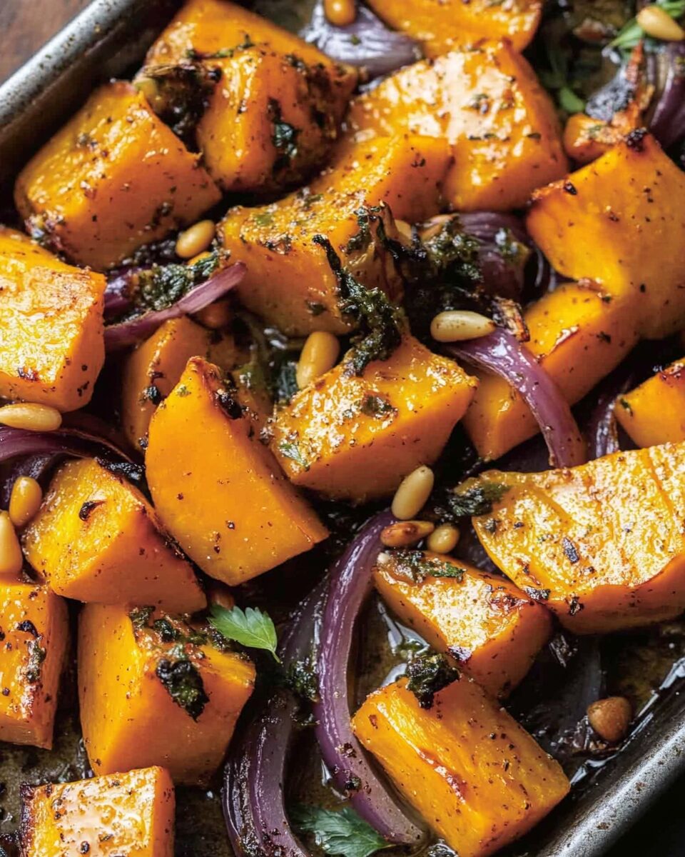 Roasted Butternut Squash with Red Onion and Tahini