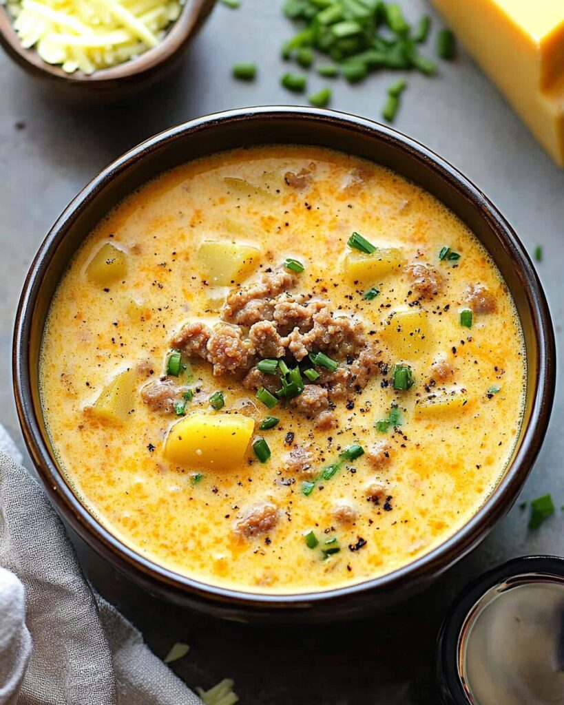 Sausage and Potato Beer Cheese Soup
