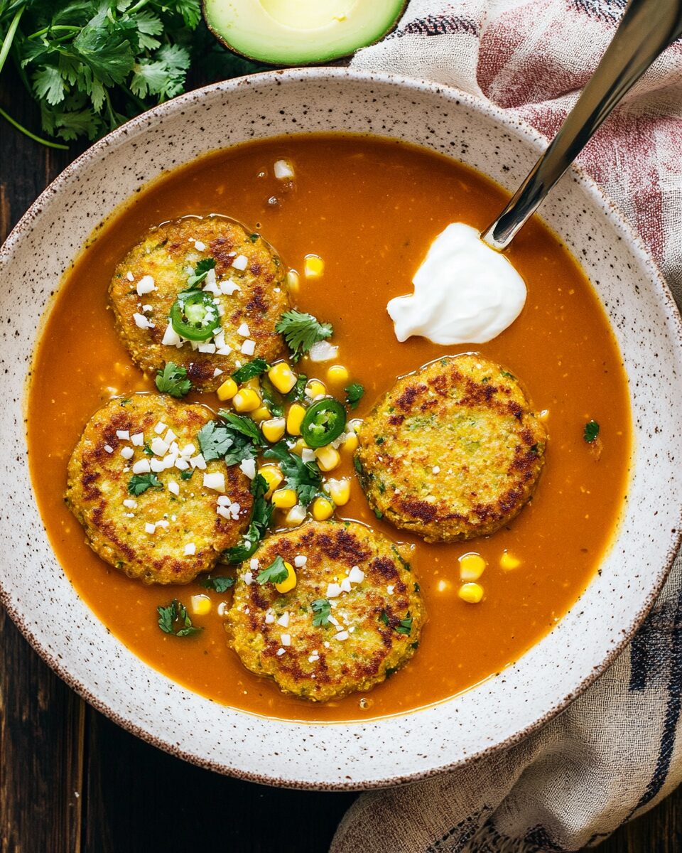 Sopa Tarasca with Jalapeño Corn Fritters