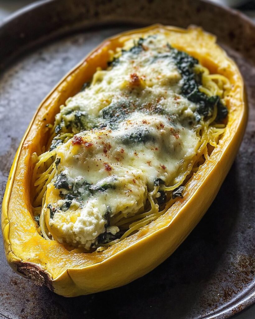 Spinach Artichoke Stuffed Spaghetti Squash