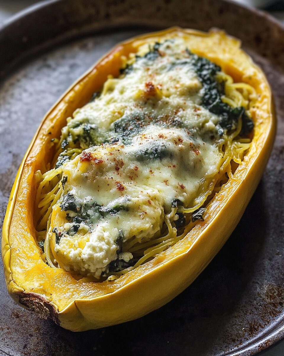 Spinach Artichoke Stuffed Spaghetti Squash