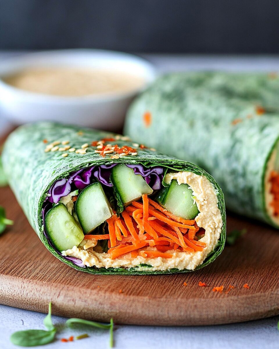 Veggie Spinach Wraps with Hummus