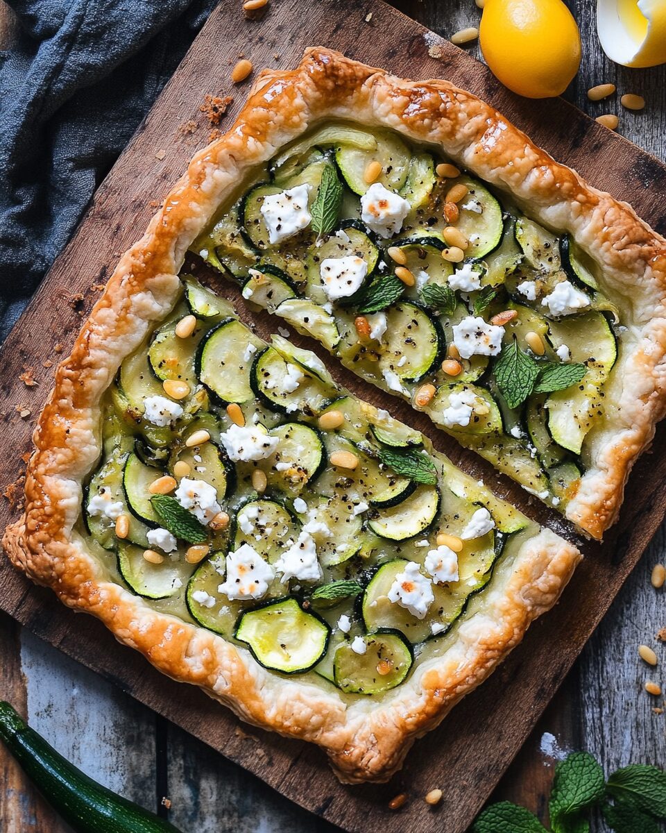 Zucchini Feta and Mint Tart