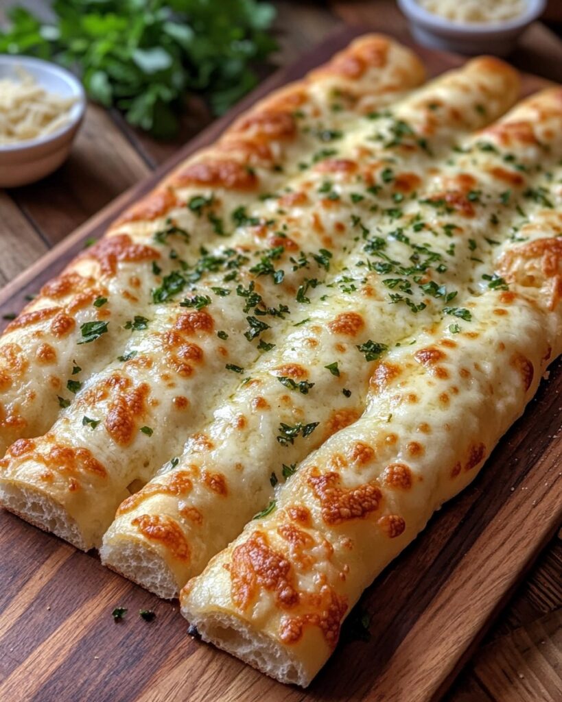 Homemade Cheesy Garlic Breadsticks finished dish