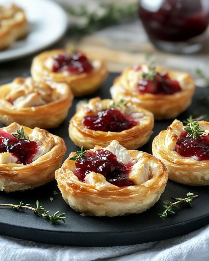 🥧 Chicken Cranberry Brie Tartlets 🧀🍗 finished dish