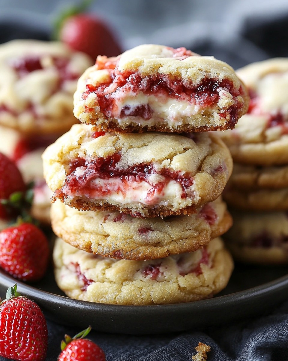 Strawberry Cheesecake-Stuffed Cookies Recipe 🍓🍪