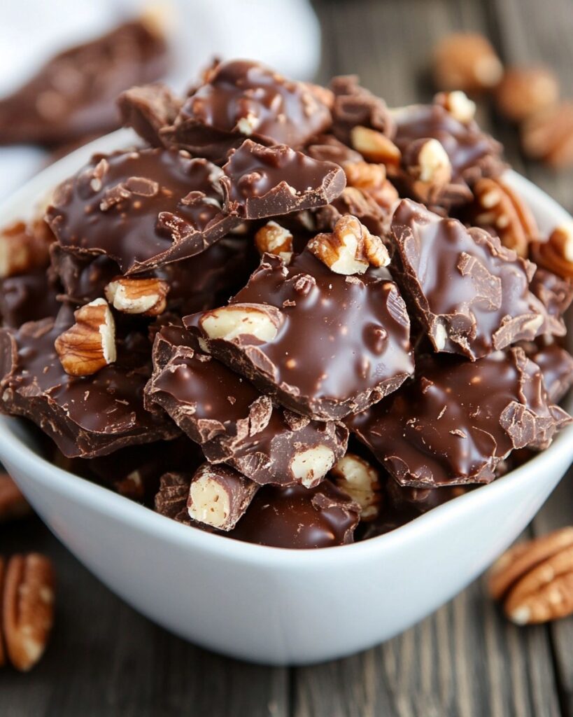 Chocolate Pecan Turtle Clusters finished dish