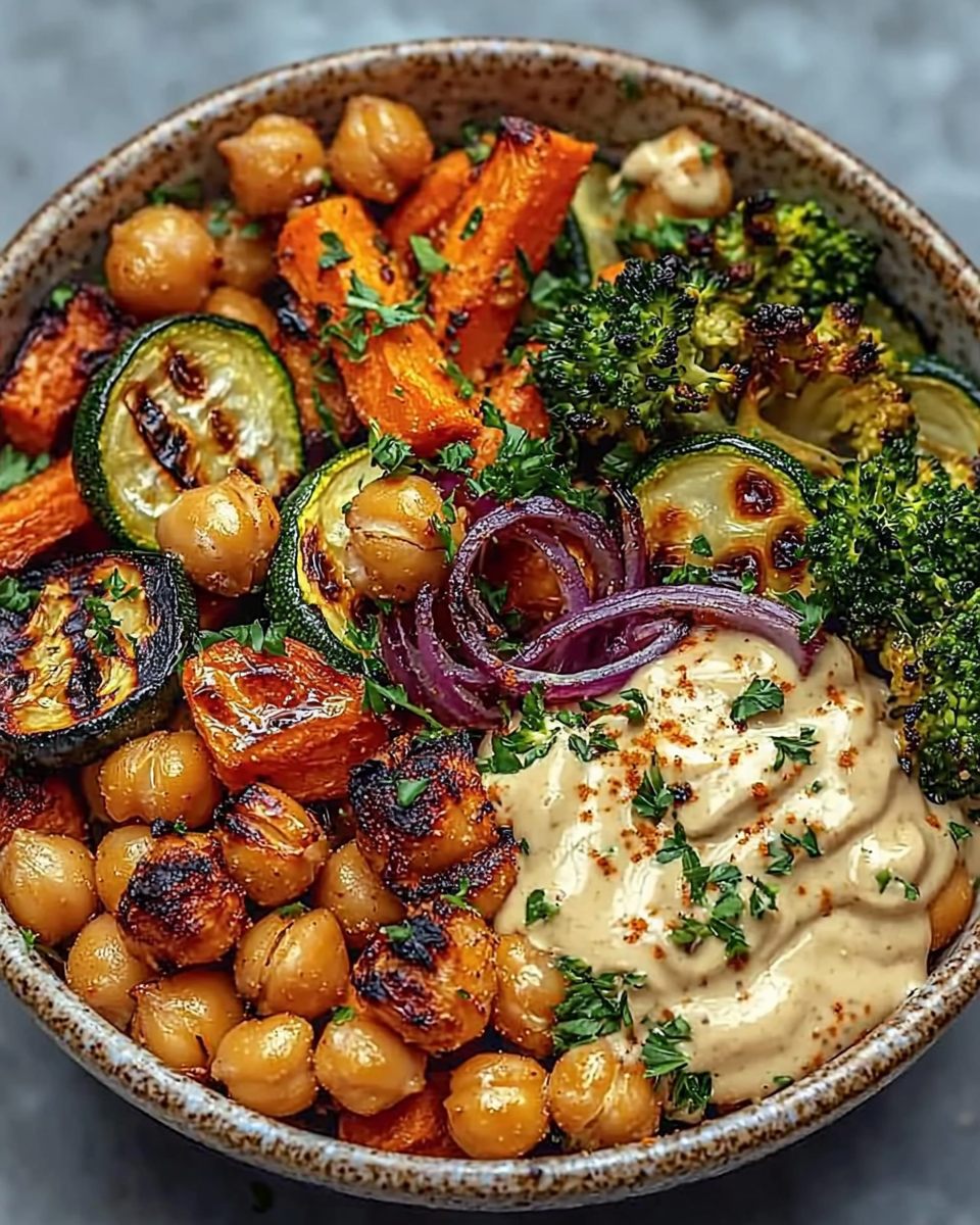 Roasted Veggie & Chickpea Bowls with Maple‑Dijon Tahini Dressing