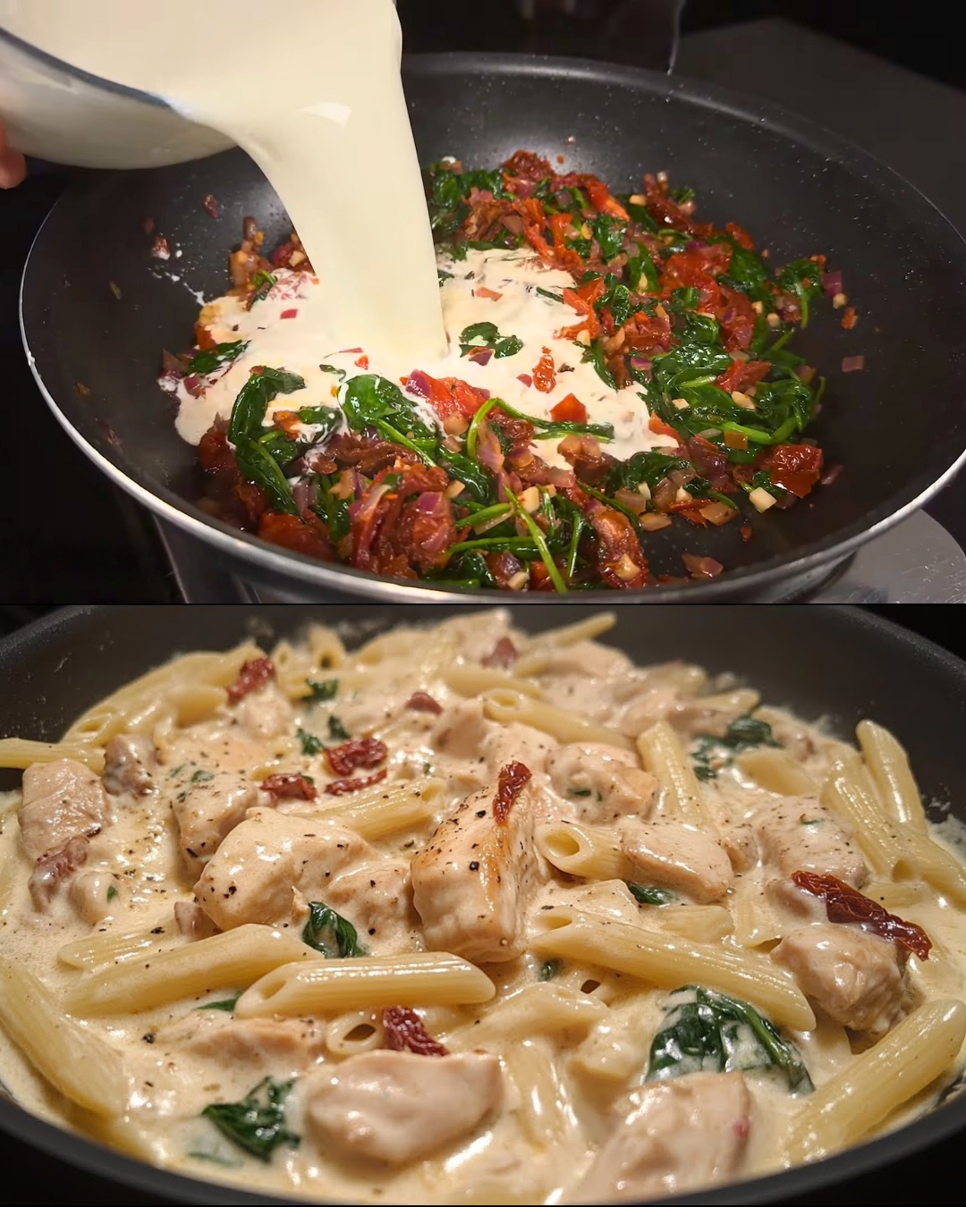 Creamy Chicken Pasta with Sun-Dried Tomatoes and Spinach