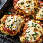 Baked Cauliflower Steaks with Tomato Sauce and Cheese