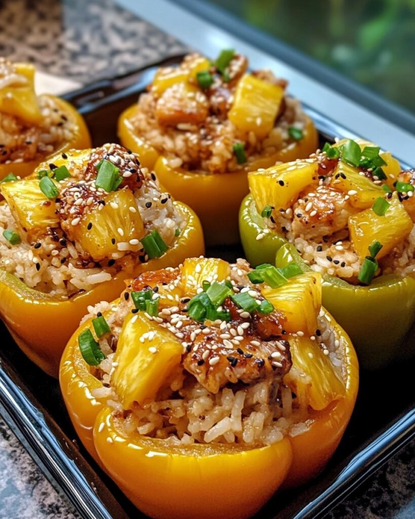Teriyaki Pineapple Chicken & Rice Stuffed Peppers