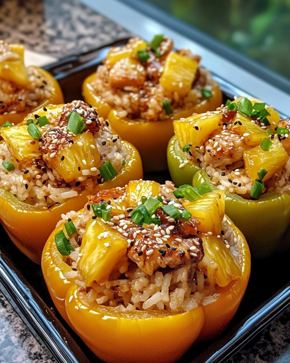 Teriyaki Pineapple Chicken & Rice Stuffed Peppers