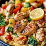 Lemon Chicken with Vegetable Orzo Skillet