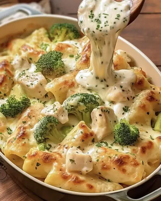 Creamy Chicken Broccoli Alfredo Bake