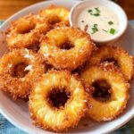 Fried Pineapple Rings with Creamy Coconut Dip