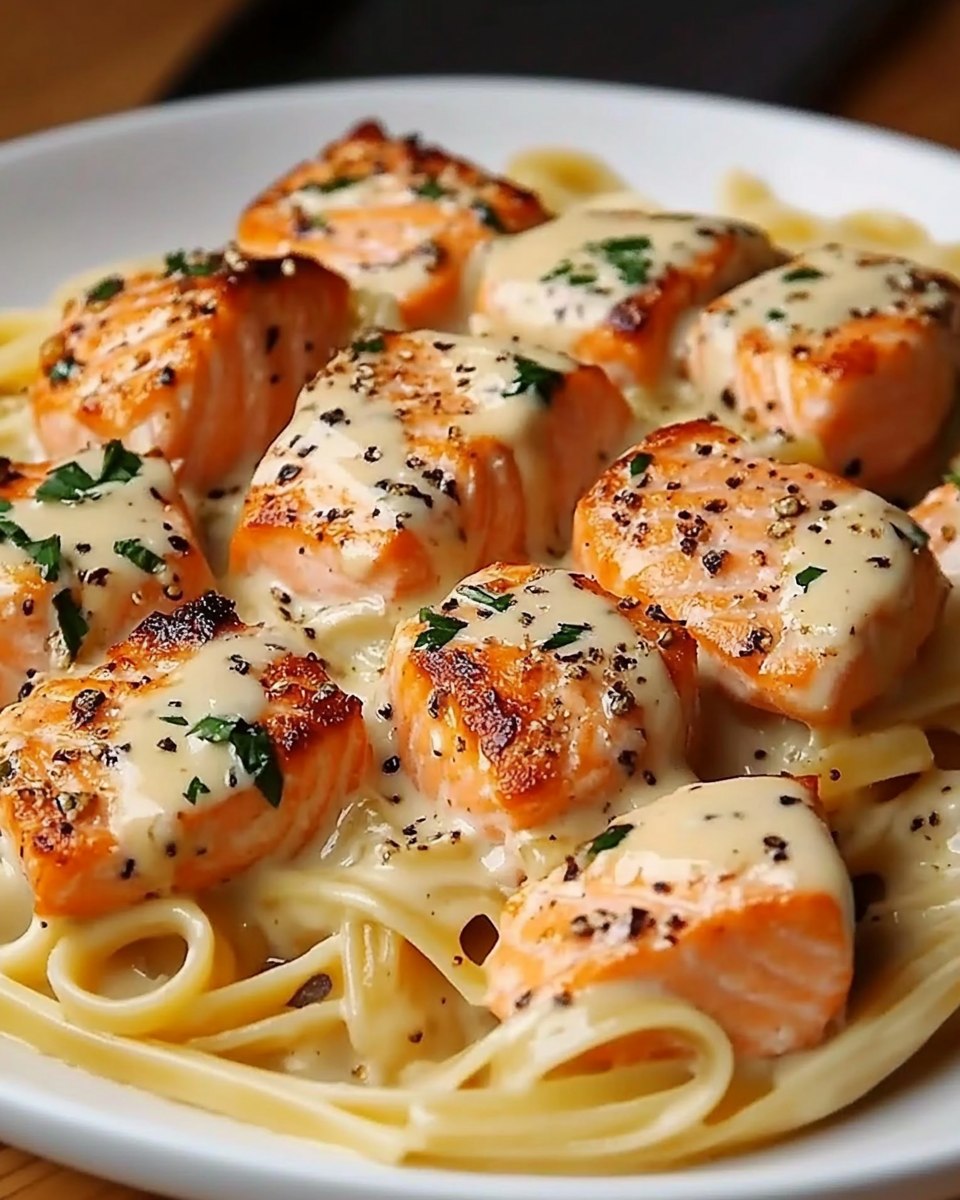 Creamy Garlic Butter Salmon Pasta