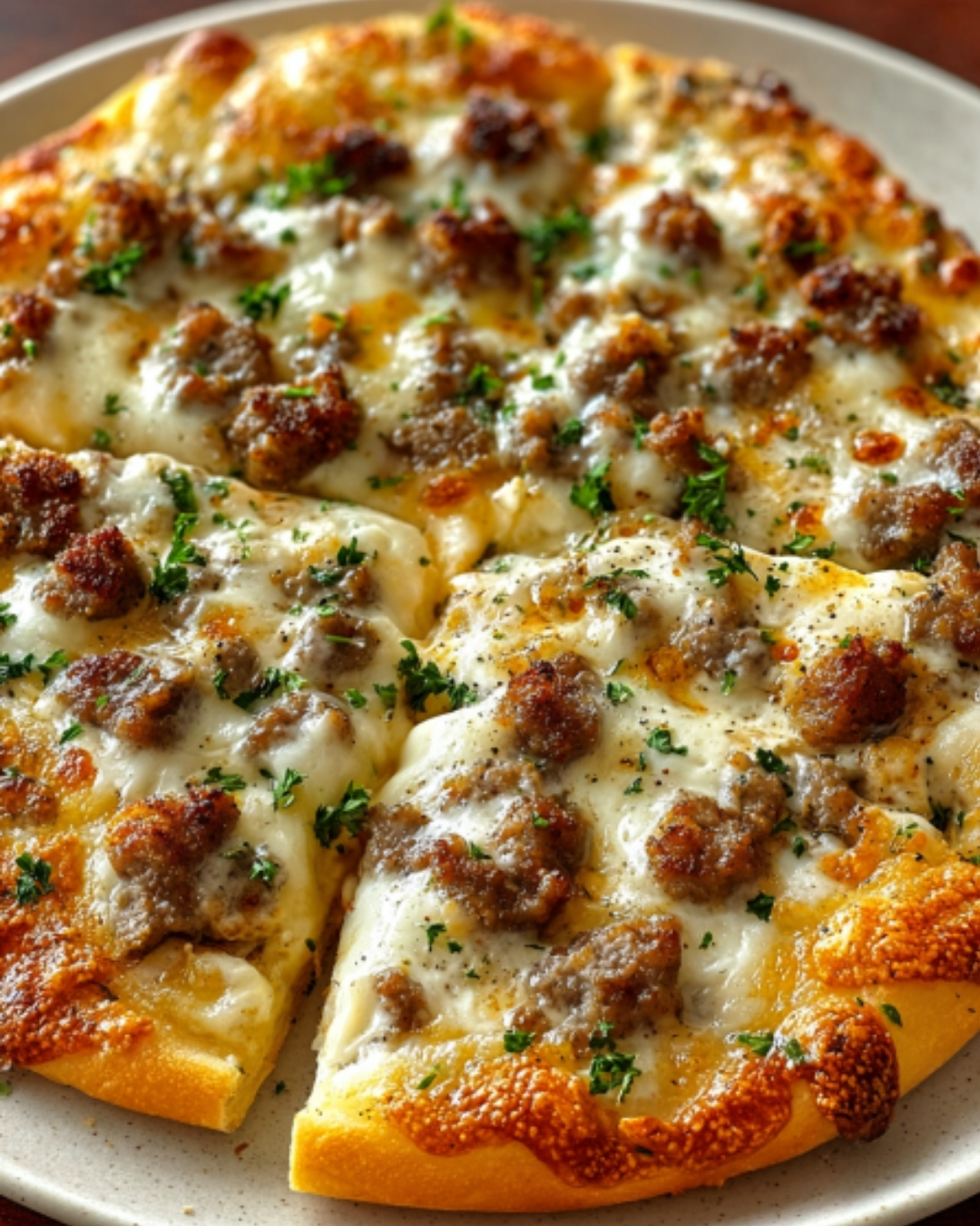 Biscuits and Sausage Gravy Breakfast Pizza