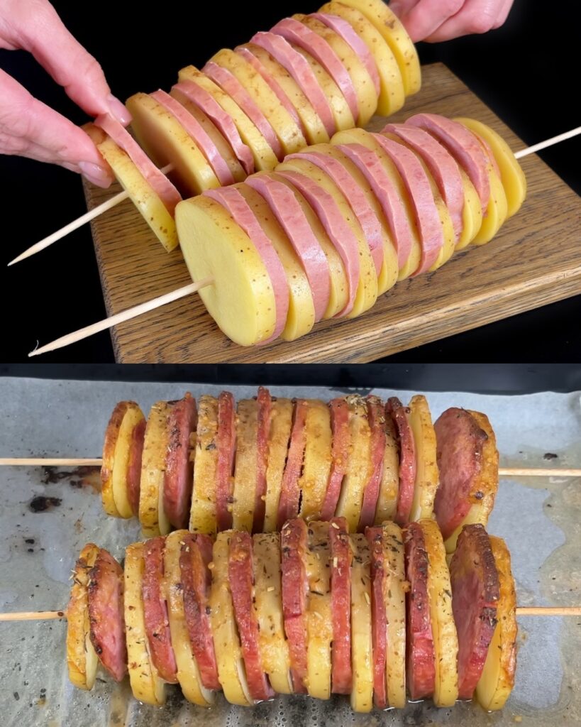 Potato and Sausage Skewers finished dish