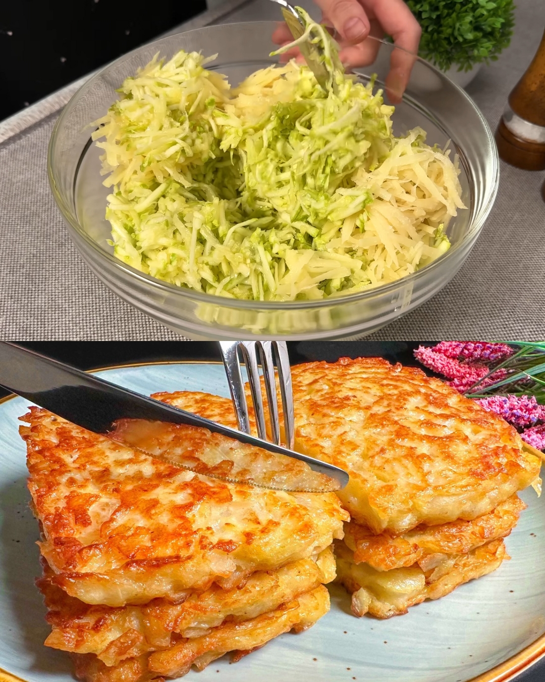 Zucchini and Vegetable Fritters with Garlic-Cucumber Sauce