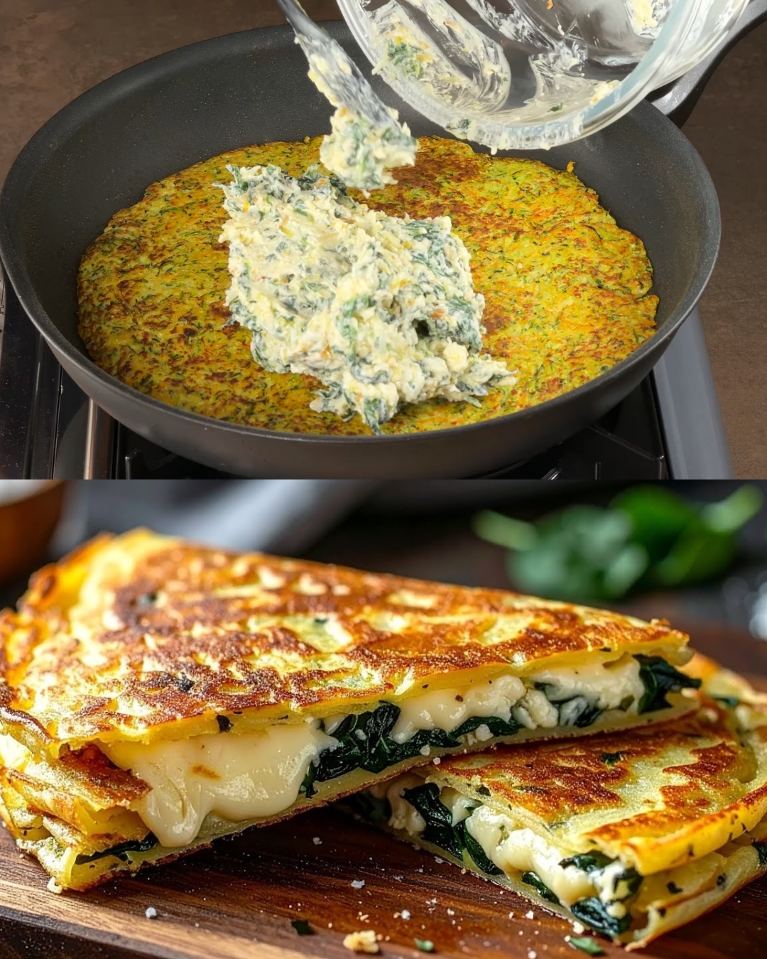 Cheesy Spinach-Stuffed Zucchini Patties