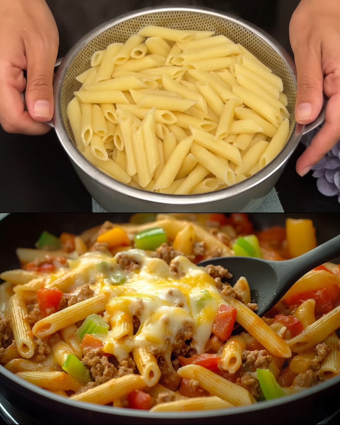 Mediterranean Beef & Roasted Vegetable Pasta Bake