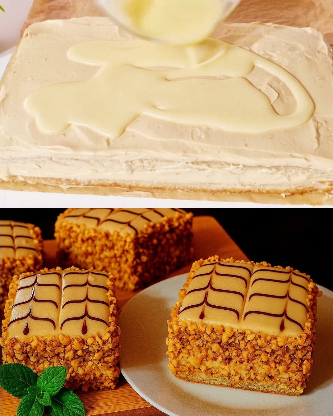 Coffee Custard Layer Cake with White Chocolate Ganache