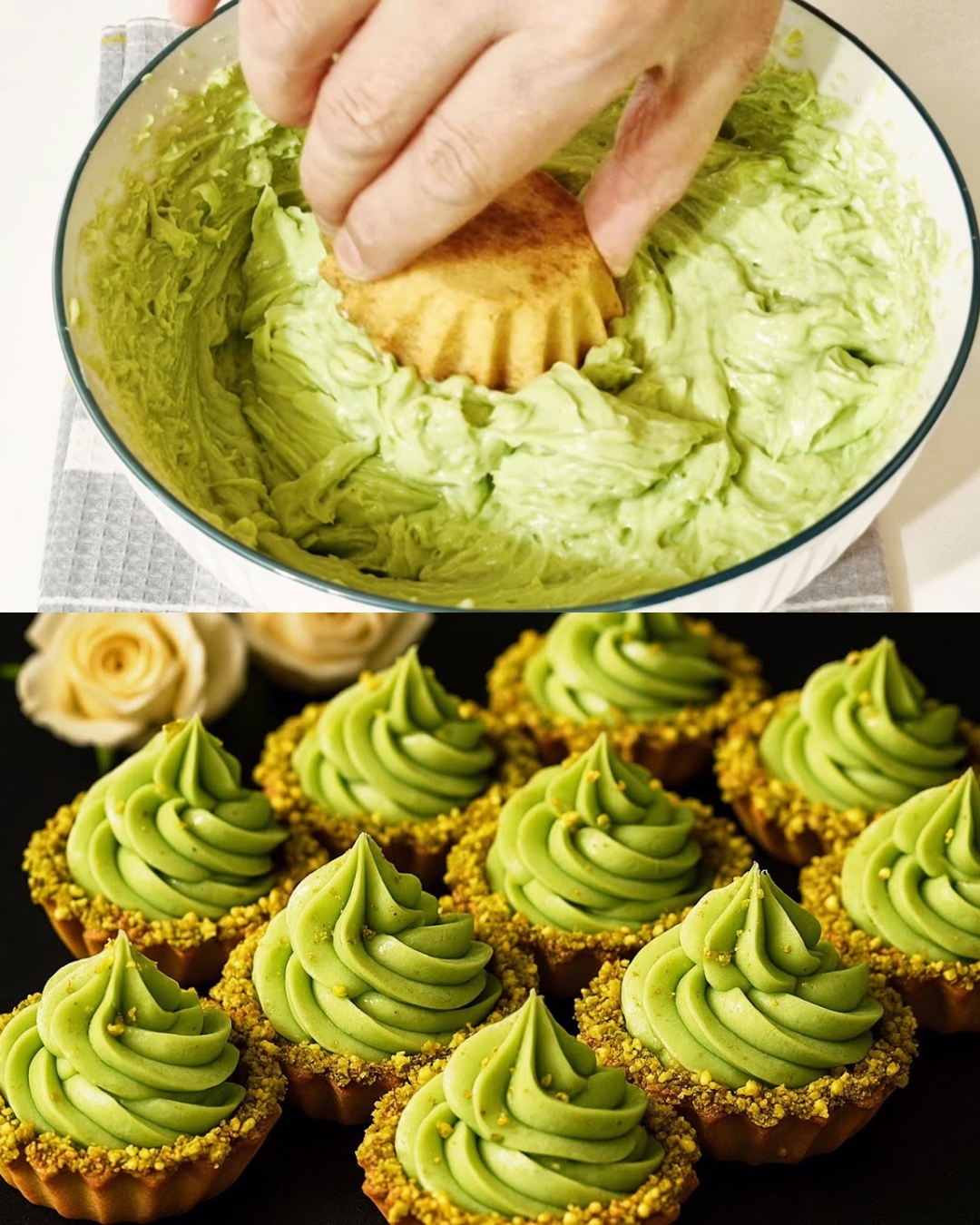 Pistachio Custard Tarts finished dish
