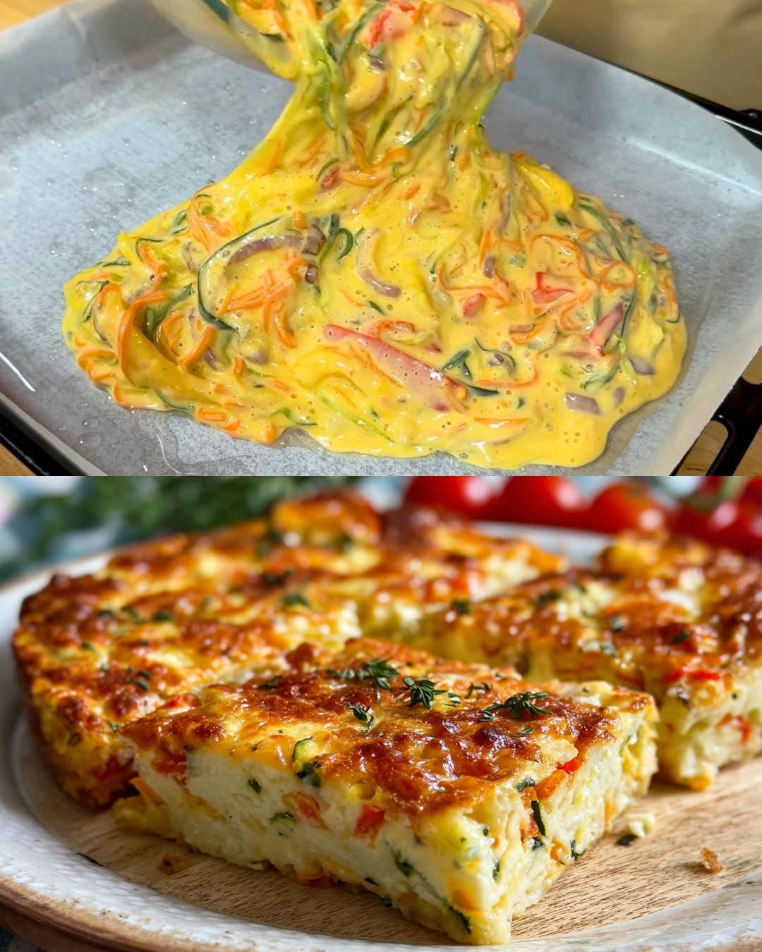 Cheesy Vegetable Frittata with Savory Sauce