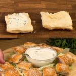 Crispy Puff Pastry Bites with Bacon, Cream Cheese, and Garlic Sauce