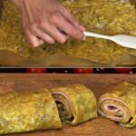 Spinach, Potato, and Egg Roll with Cheese and Ham