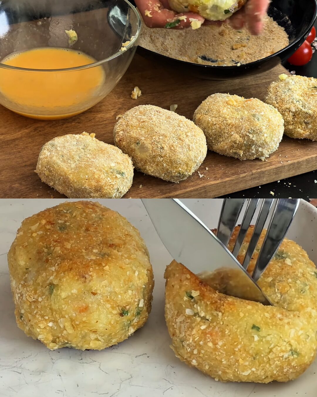 Crispy Sausage Vegetable Patties with Creamy Garlic Herb Sauce