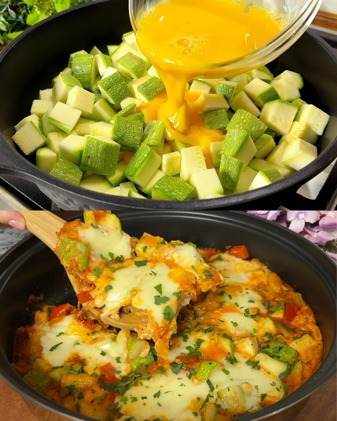 Zucchini and Pepper Bake with Eggs and Cheese