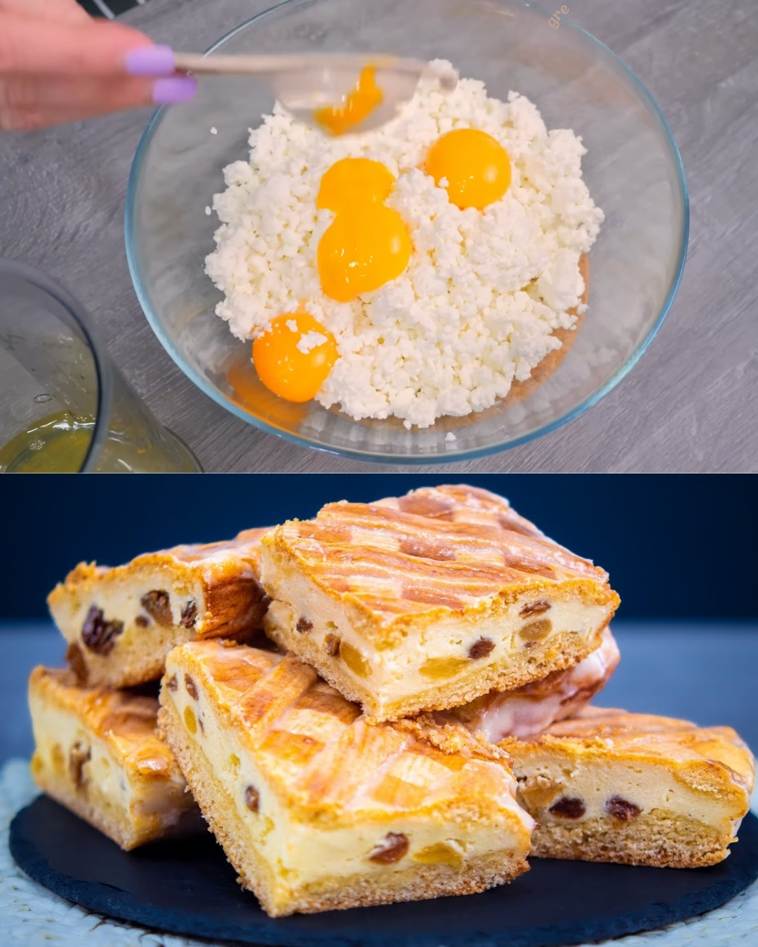Cottage Cheese and Raisin Tart with Sour Cream Glaze