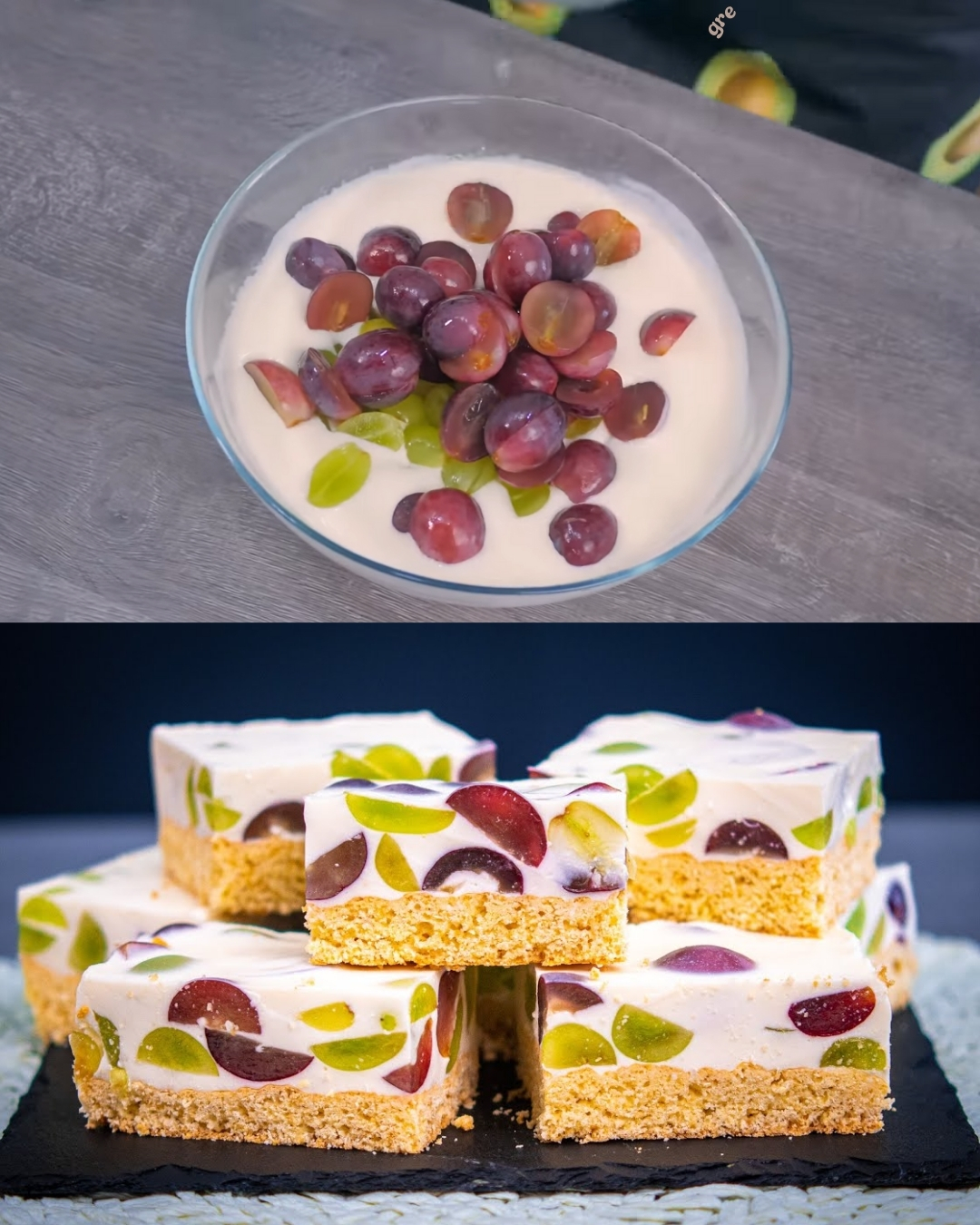 Creamy Grape Cake with Yogurt Layer and Soft Butter Crust