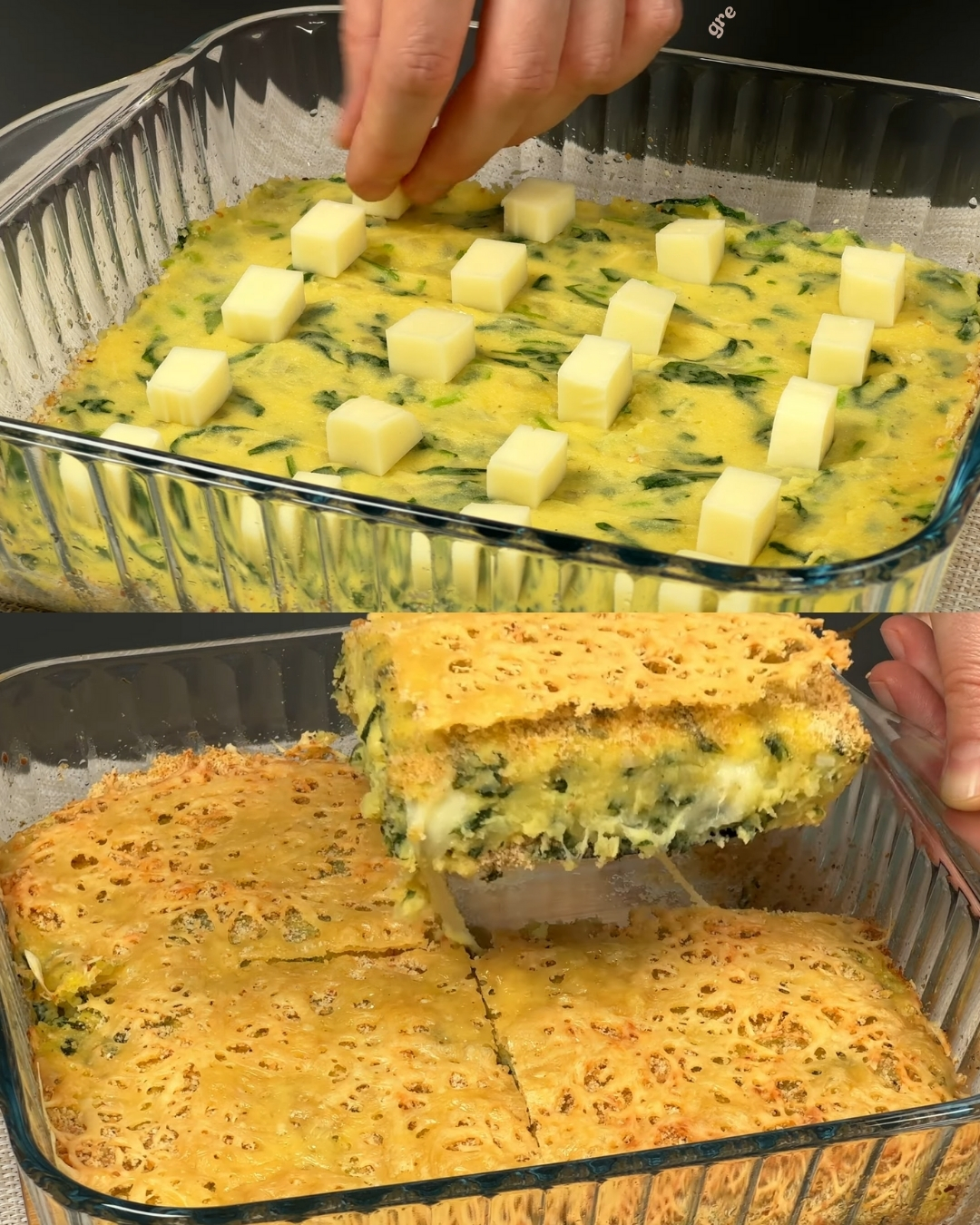 Cheesy Spinach and Potato Bake with Parmesan and Mozzarella