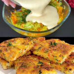 Savory Zucchini and Cheese Bake with Creamy Yogurt-Garlic Sauce