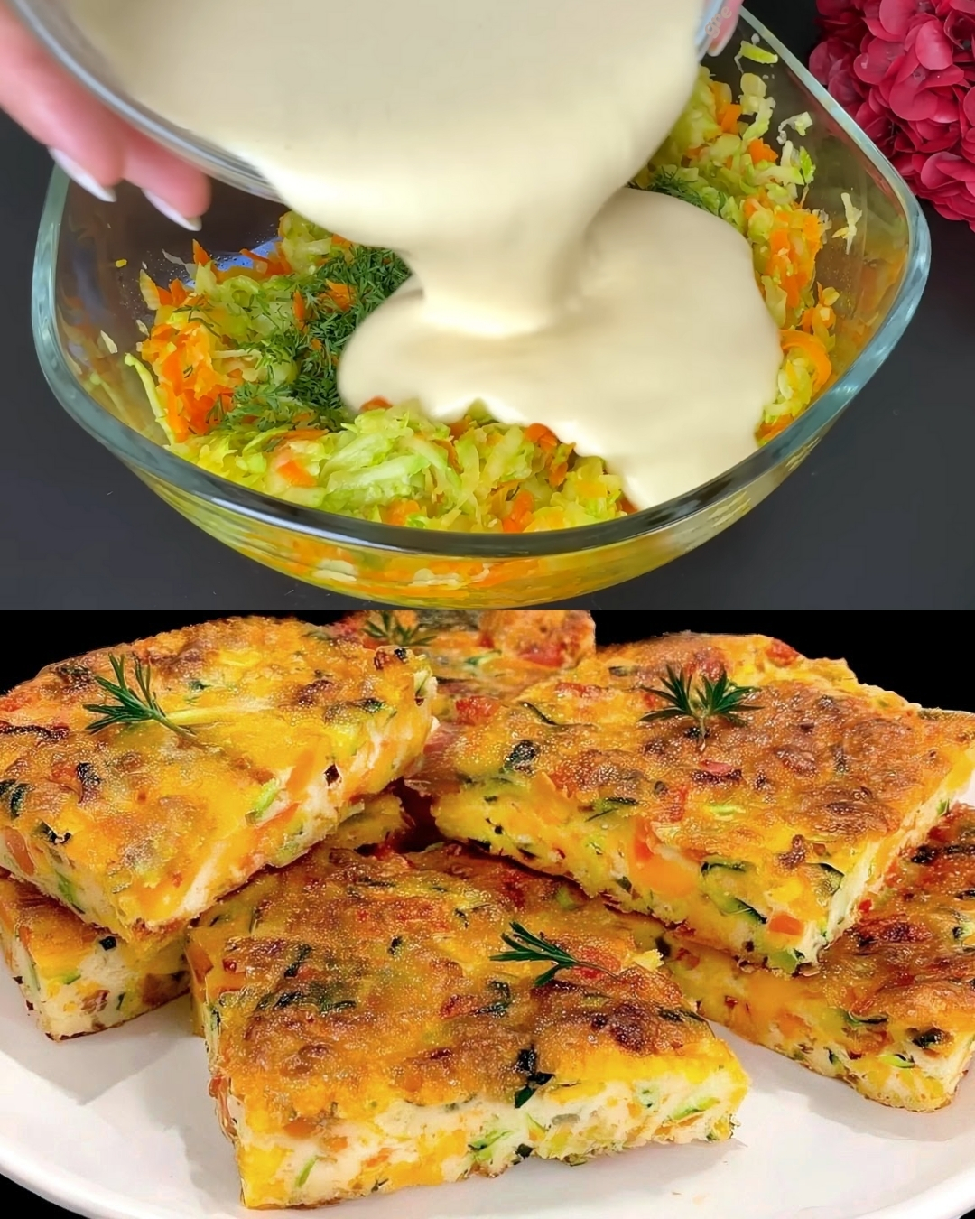 Savory Zucchini and Cheese Bake with Creamy Yogurt-Garlic Sauce