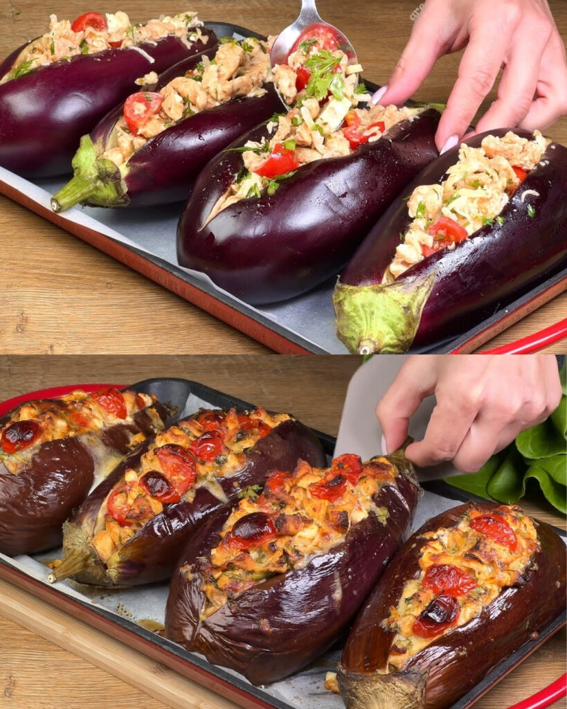 Mediterranean Baked Eggplant & Chicken Tray Bake