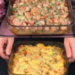 Savory Potato & Sausage Bake with Creamy Vegetable Topping
