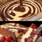 Zebra Marble Cake with Strawberry-Cottage Cheese Swirl