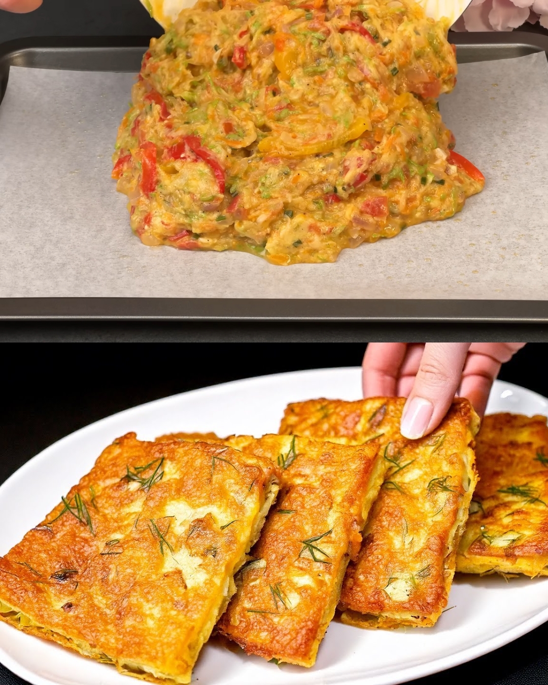 Zucchini & Vegetable Egg Bake with Tangy Dill Mayo Sauce