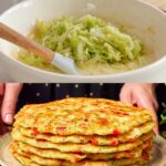Carrot, Cabbage & Zucchini Veggie Egg Pie with Creamy Dill-Cucumber Sauce