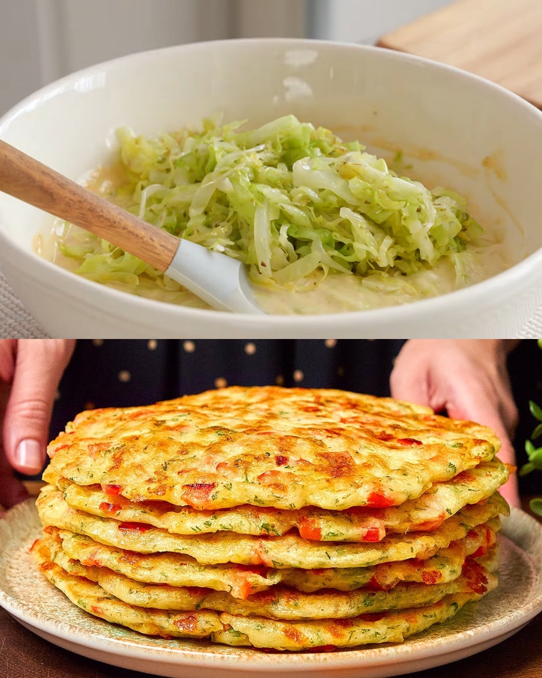 Carrot, Cabbage & Zucchini Veggie Egg Pie with Creamy Dill-Cucumber Sauce