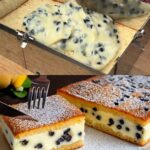 Lemon Custard Blueberry Sheet Cake