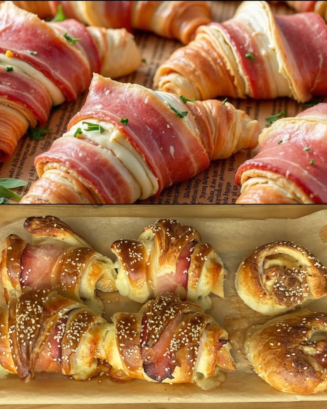 Ham & Cheese and Fruit Jam Puff Pastry Triangles